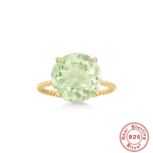 S925 Sterling Silver Fashion Luxury Four-Prong Set Diamond Color Diamond Ring European and American Fashion Ins Style Green Diamond Ring Diamond Ring for Women