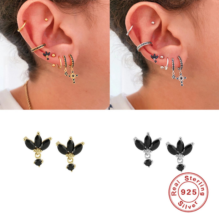 S925 Sterling Silver Marquise Stone Stud Earrings Earrings Best-Selling Fashion Trend Creative Style INS Style Earr...