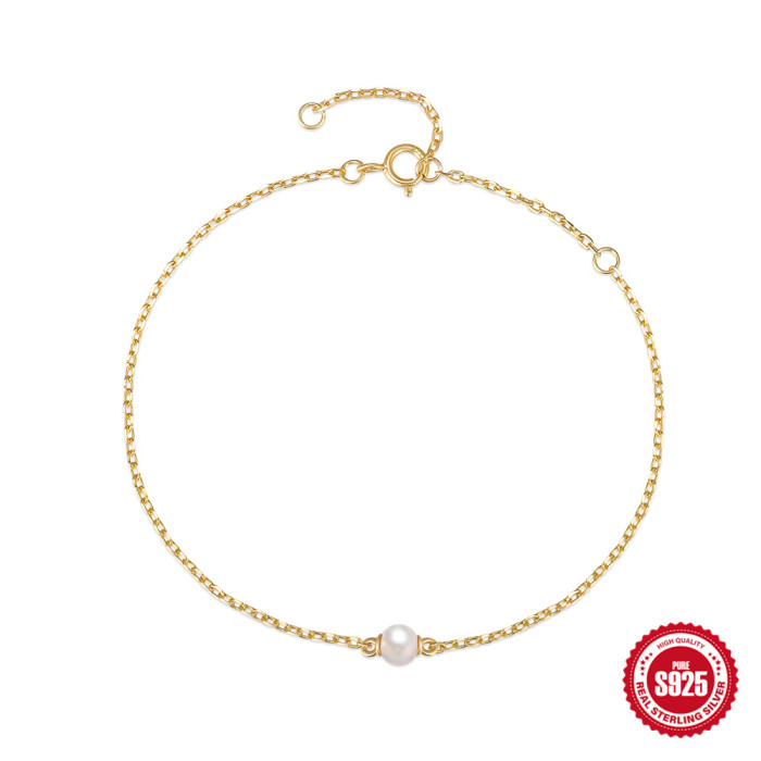 925 Sterling Silver Daily Matching Pearl Bracelet Hot Selling Fashion Ins Style Silver Bracelet Accessories Hand Jewe...