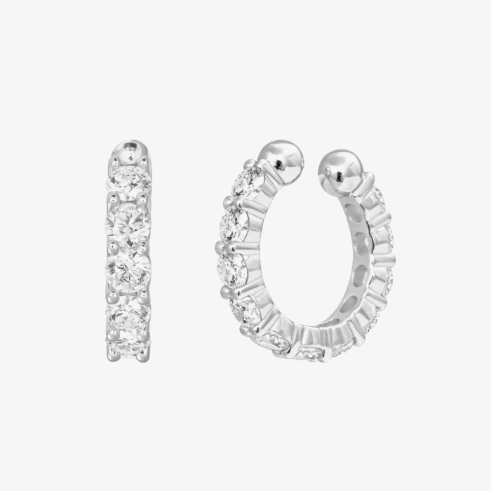 S925 Sterling Silver Earrings European and American Fashion Simple Ins Style Ear Clip Single Row Inlaid Zirconia Non-Pierced Round Earrings