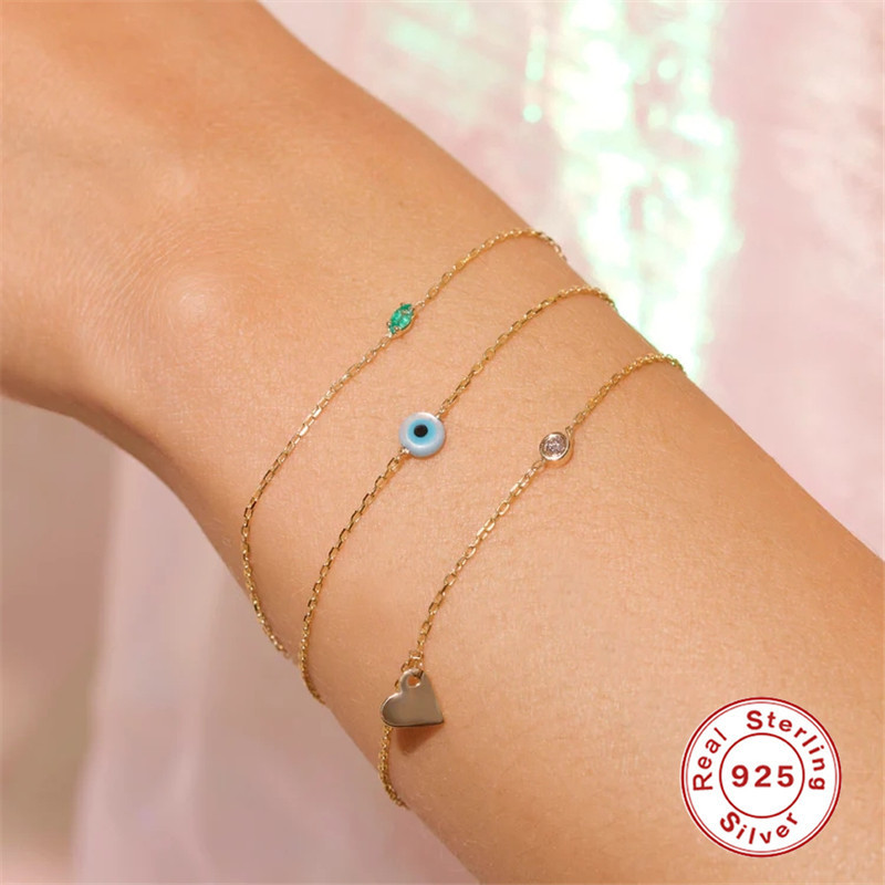 S925 Sterling Silver Devil's Eye Women's Bracelet European and American Cross-Border Hot-Selling Classic Enamel Oil Drop INS Jewelry Bracelet