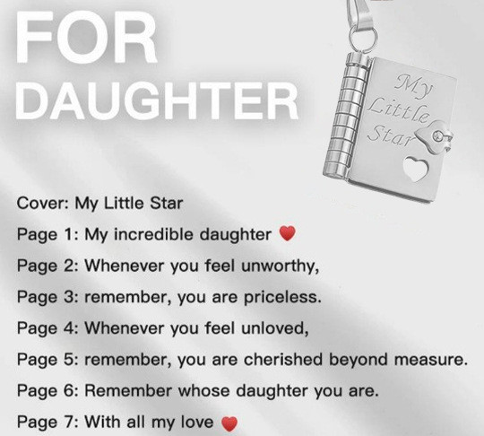 Creative Love Heart Book Titanium Steel Necklace with Words Openable Book Pendant Mother's Day Gift for Mom Grandma Birthday