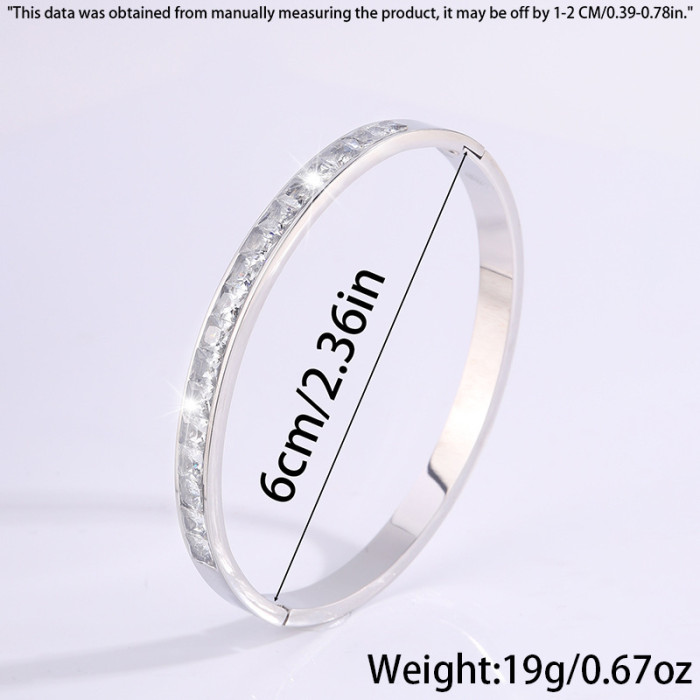 Titanium Steel Bracelet with Row of Diamonds Moissanite Vacuum Electroplated Bracelet for Women High-end Fashion Non-...