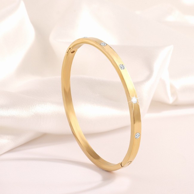 Titanium Steel Bracelet for Women High-End Fashion Cross-Border Luxury Exquisite Non-Fading Jewelry Stainless Steel Inlaid Diamond Bracelet