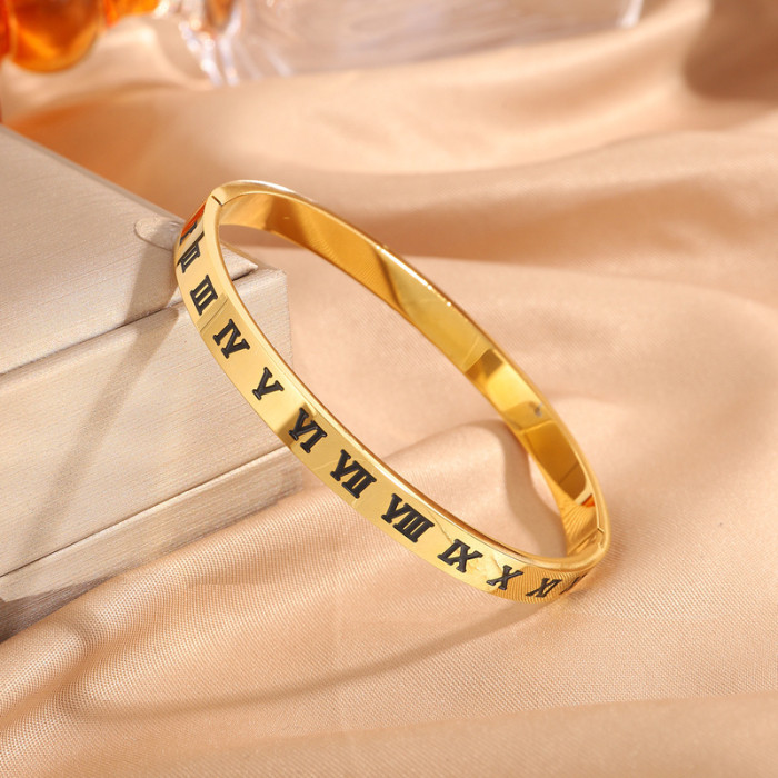 Titanium Steel Bracelet for Women High Version Roman Numerals Fashion Non-Fading New ING Style 18K Bracelet Jewelry