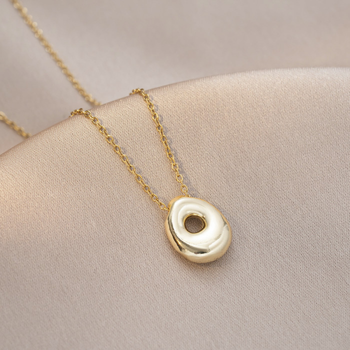 Necklace for Women Cross-Border Smooth Balloon Bubble Cute Chubby 26 English Letters European and American Style Elegant Collarbone Chain