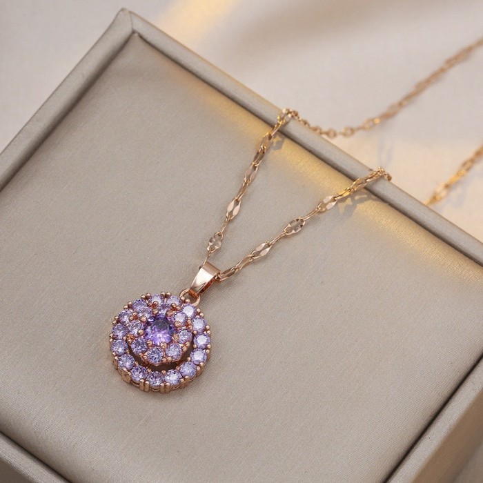Necklace for Women, Internet Celebrity Style, Versatile, Niche, Sweet, High-End Rotating Necklace and Ring Set, Wholesale Accessories