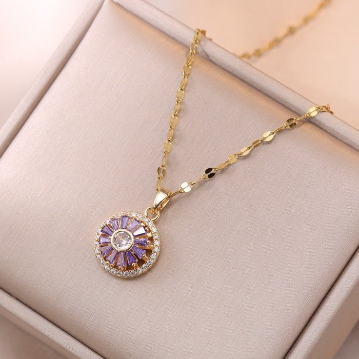 Necklace for Women, Internet Celebrity Style, Versatile, Niche, Sweet, High-End Rotating Necklace and Ring Set, Wholesale Accessories