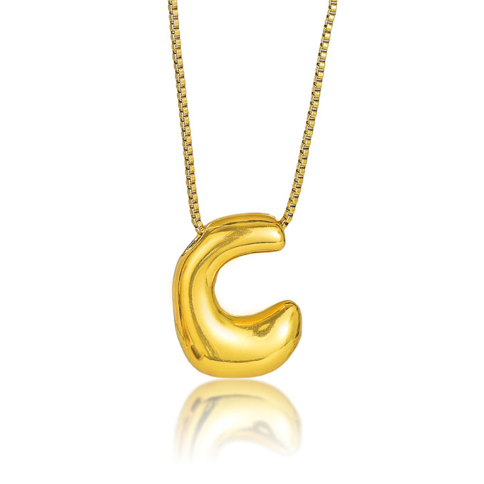 Necklace for Women European and American Cross-Border Balloon Bubble Letter Pendant Fashion Hip-Hop Three-Dimensional Chubby Titanium Steel Necklace Jewelry