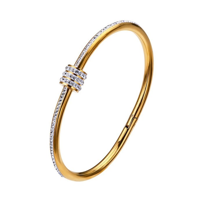 Fashion Stainless Steel Bracelet for Women Simple Versatile High-End Starry Sky Small Waist Fully Stone-Set Bracelet