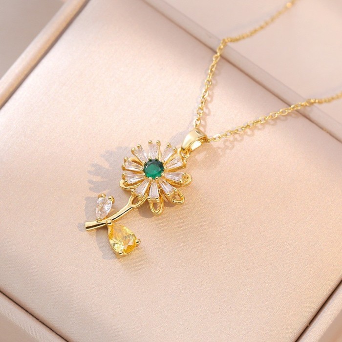 Necklace for Women, Internet Celebrity Style, Versatile, Niche, Sweet, High-End Rotating Necklace and Ring Set, Wholesale Accessories