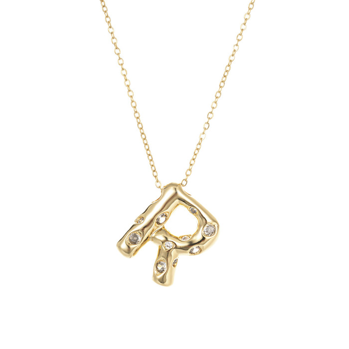 Necklace for Women Cross-Border Internet Celebrity Colorful 26 Letters Niche New Design Sense Elegant Simple English Titanium Steel Necklace