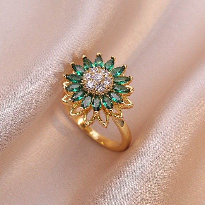 Necklace for Women, Internet Celebrity Style, Versatile, Niche, Sweet, High-End Rotating Necklace and Ring Set, Wholesale Accessories