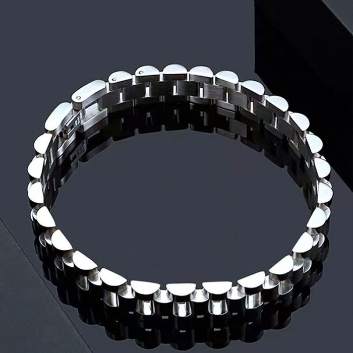 Stainless Steel Strap Bracelet High-End Feel Unisex Cross-Border New Fashion Retro Versatile Non-Fading Wristband Jewelry