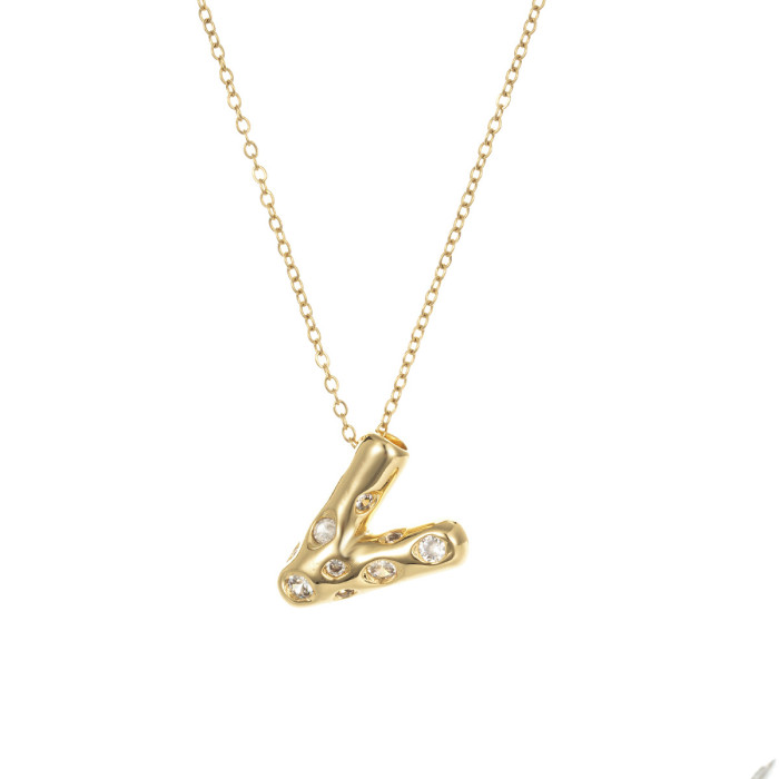 Necklace for Women Cross-Border Internet Celebrity Colorful 26 Letters Niche New Design Sense Elegant Simple English Titanium Steel Necklace