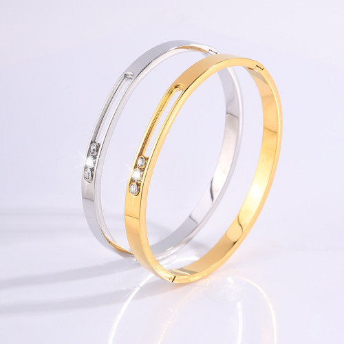 Titanium Steel Bracelet Personalized Design Groove Sliding Diamond Bracelet for Women High-end Versatile Non-fading Bracelet