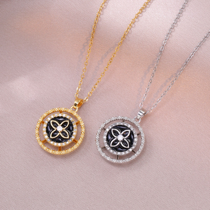 Necklace for Women, Internet Celebrity Four-Leaf Zircon Flower Necklace, Niche Fashion New Design Sense, Elegant Coll...