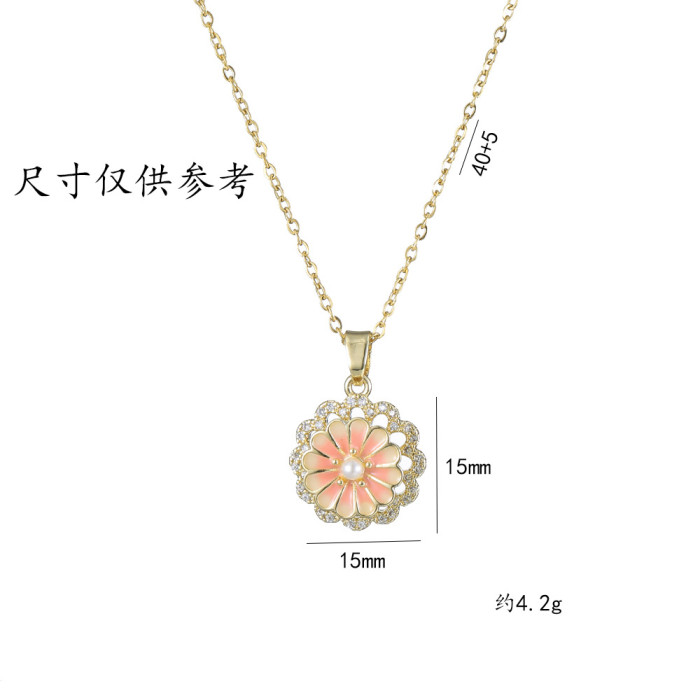 Necklace for Women New Style Rotating Flower Trendy Necklace Elegant Rotating Design Niche Jewelry Collarbone Chain