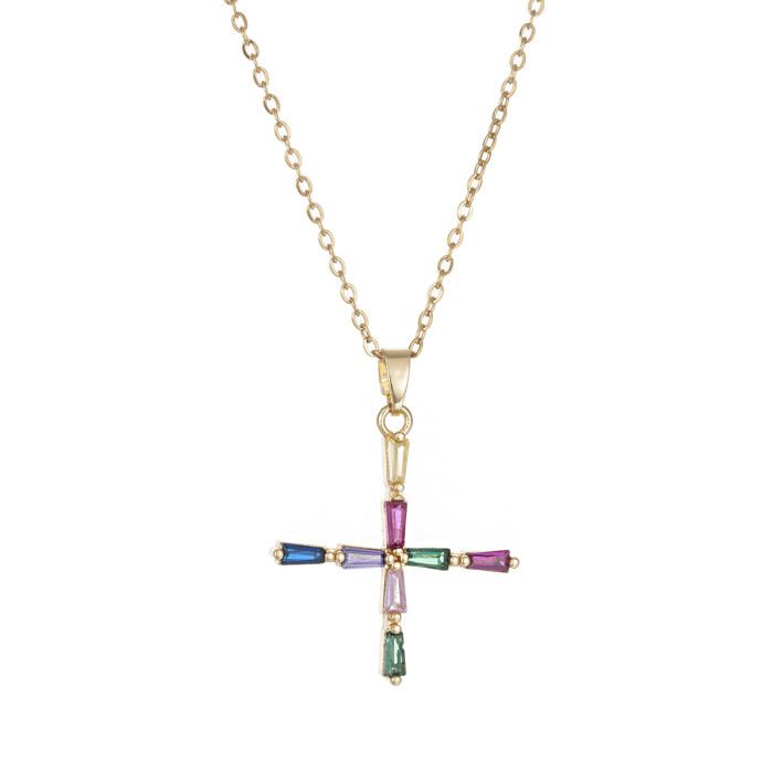 Necklace for Women Cross-Border Internet Celebrity Colorful 26 Letters Niche New Design Sense Elegant Simple English Titanium Steel Necklace