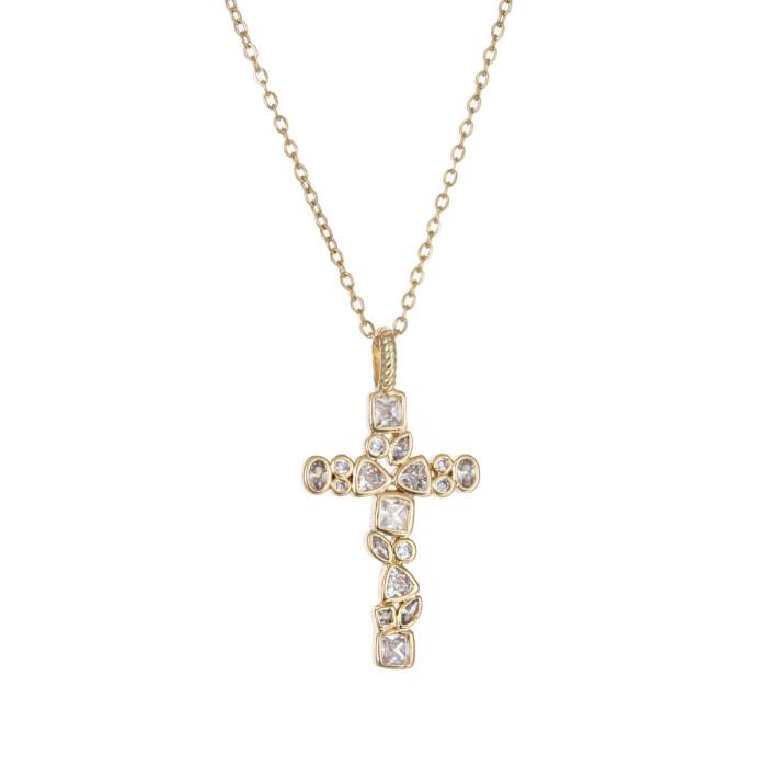 Necklace for Women New Cross Necklace European and American Style Retro Design Fashionable Simple Titanium Steel Necklace