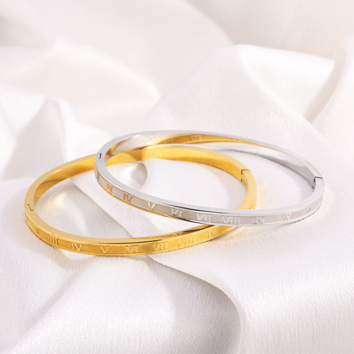 Titanium Steel Bracelet Vintage Versatile Thin Roman Style 18K Real Gold Bracelet for Women High-end Non-fading Fashion Bracelet