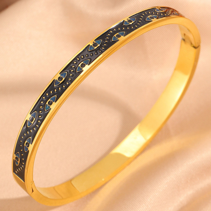 Vintage Fashion Oil Drop Titanium Steel Bracelet for Women, Colorful Enamel Oil Drop Versatile Exquisite Color-Block Stitching Bracelet, Non-Fading