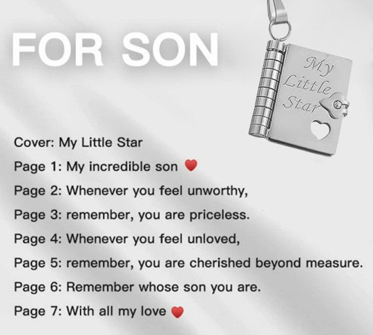 Creative Love Heart Book Titanium Steel Necklace with Words Openable Book Pendant Mother's Day Gift for Mom Grandma Birthday