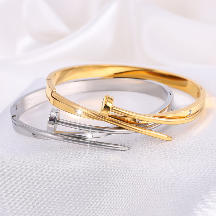 Titanium Steel Bracelet Korean Version Hot-Selling Bracelet for Women High-End Personality Couple Nail Internet Celeb...