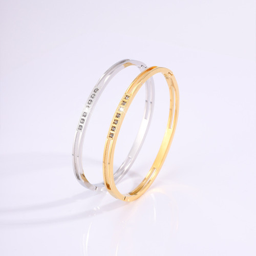 Titanium Steel Bracelet European and American Cross-Border Seven-Diamond Hollow Bracelet for Women High-End Light Luxury Non-Fading Personalized Bracelet