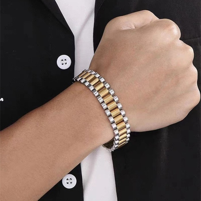 Stainless Steel Strap Bracelet High-End Feel Unisex Cross-Border New Fashion Retro Versatile Non-Fading Wristband Jewelry