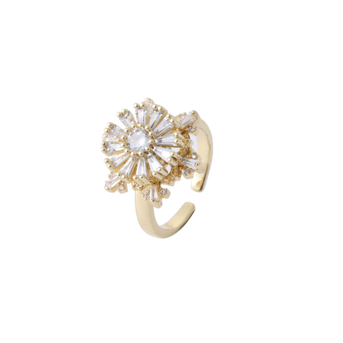 Ring for Women Heart Zircon Open Ring Sweet Niche Design High-end Index Finger Ring Internet Celebrity Adjustable Ring