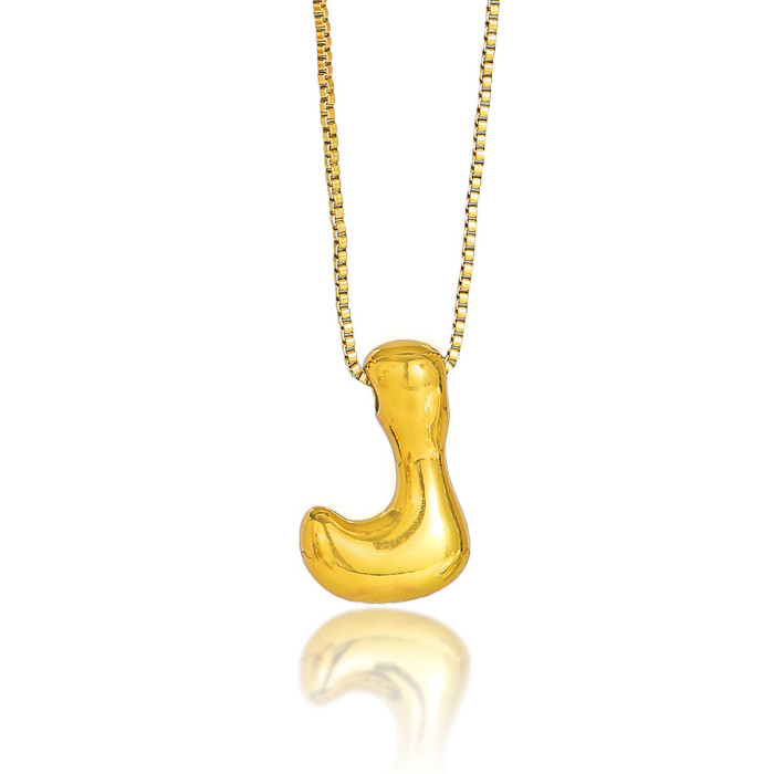 Necklace for Women European and American Cross-Border Balloon Bubble Letter Pendant Fashion Hip-Hop Three-Dimensional Chubby Titanium Steel Necklace Jewelry