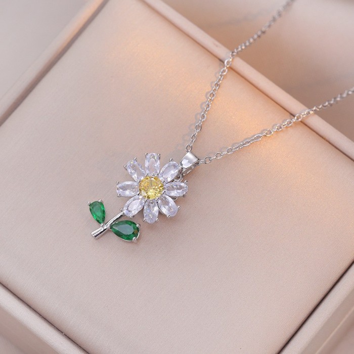 Necklace for Women, Internet Celebrity Style, Versatile, Niche, Sweet, High-End Rotating Necklace and Ring Set, Wholesale Accessories