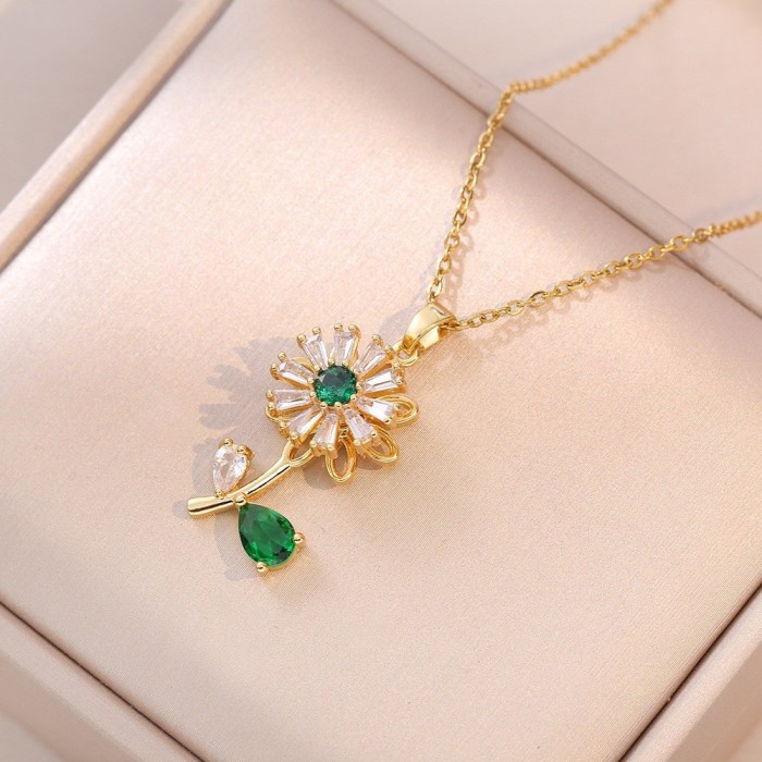 Necklace for Women, Internet Celebrity Style, Versatile, Niche, Sweet, High-End Rotating Necklace and Ring Set, Wholesale Accessories
