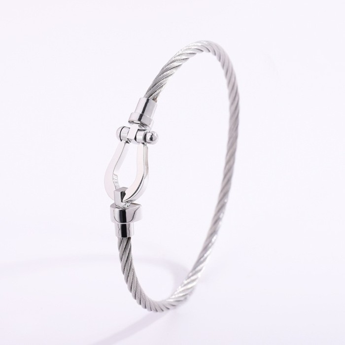 Titanium Steel Bracelet Magnetic Threaded Horseshoe Stainless Steel Bracelet for Women High-end Fashion Simple Non-fa...
