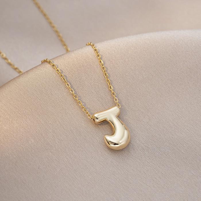 Necklace for Women Cross-Border Smooth Balloon Bubble Cute Chubby 26 English Letters European and American Style Elegant Collarbone Chain