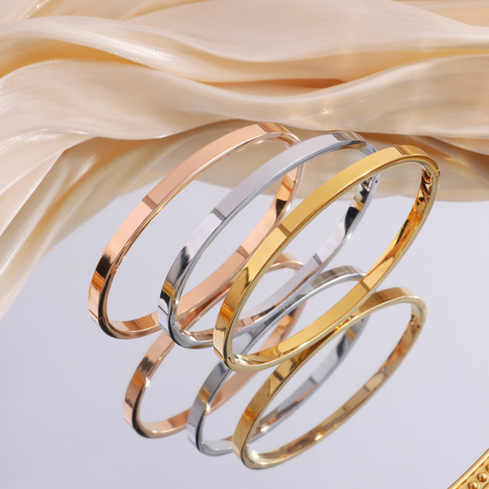 Titanium Steel Bracelet Korean Fashion High-end Feel Women Smooth Surface Buckle Adjustable Niche Design Light Luxury...