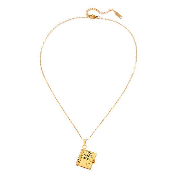 Cross-Border TK Hot-Selling Book Necklace for Women Stainless Steel Couple Necklace Engravable Open Pendant Titanium Steel Love Letter Necklace