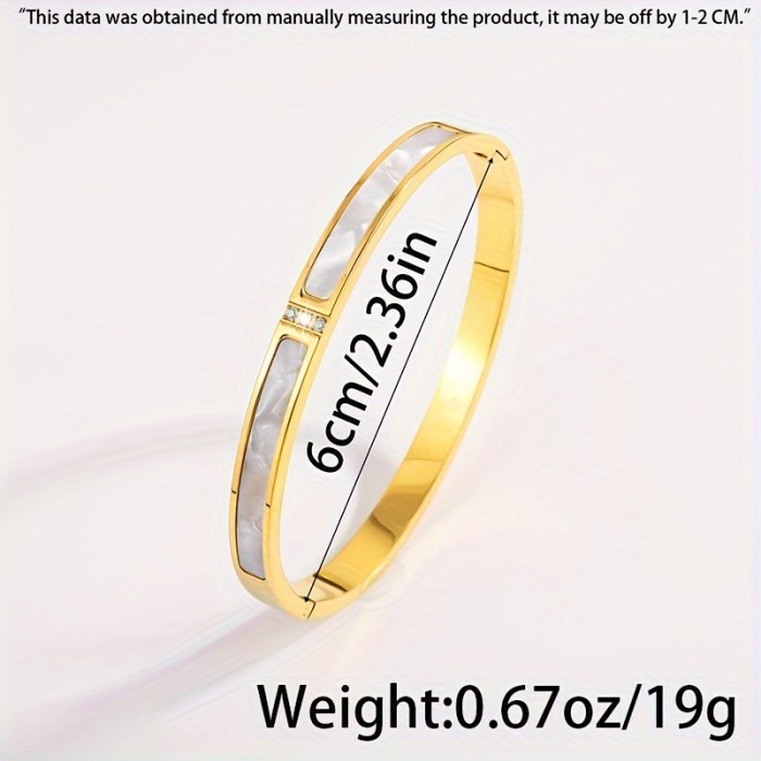 Stainless Steel Inlaid Diamond Mother-of-Pearl Star Bracelet for Women, High-End Fashion Versatile Elegant Couple Titanium Steel Bracelet Jewelry