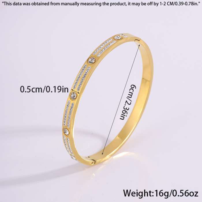 Fashion High-End Titanium Steel Clasp Bracelet Jewelry Non-Fading Women's Zircon Micro-Inlaid Gold Stainless Steel Br...