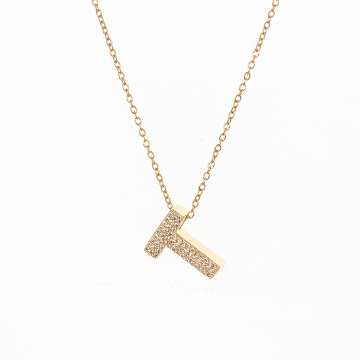 Necklace for Women Cross-Border 26 Letters Necklace Zircon Fashionable Temperament Pendant European and American Style Personality Simple Collarbone Chain