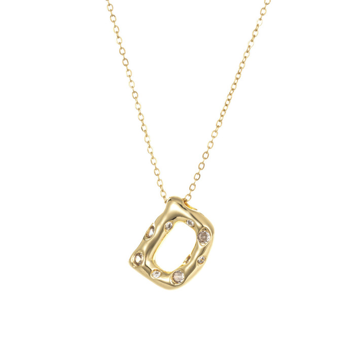 Necklace for Women Cross-Border Internet Celebrity Colorful 26 Letters Niche New Design Sense Elegant Simple English Titanium Steel Necklace