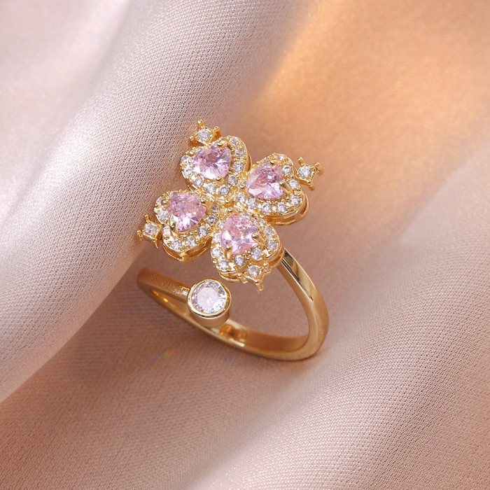 Necklace for Women Japanese and Korean Style Starburst Heart Necklace Zircon Set Cross-border Rotating Heart Ring Micro-inlaid Collarbone Chain
