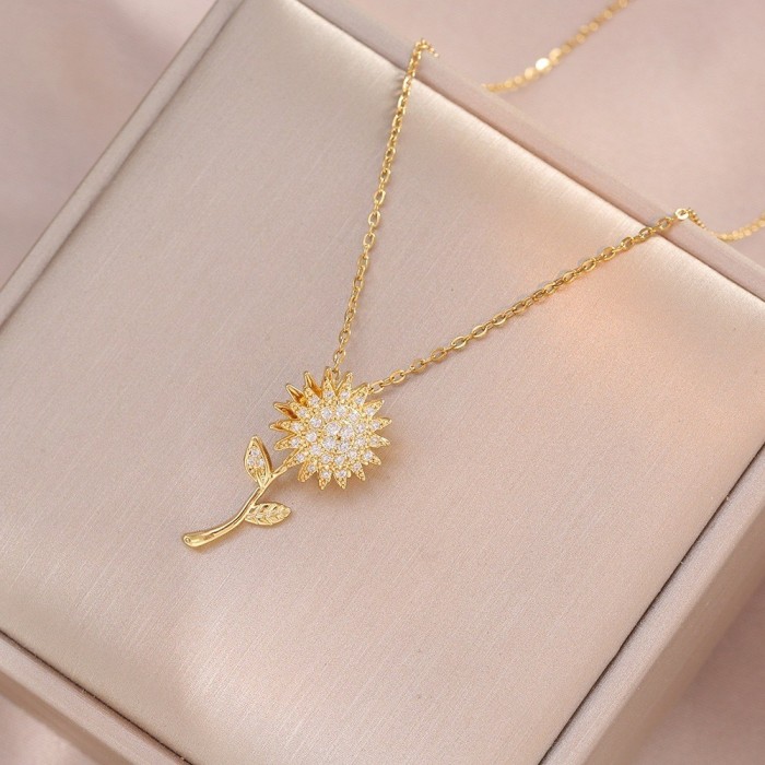 Necklace for Women, Internet Celebrity Style, Versatile, Niche, Sweet, High-End Rotating Necklace and Ring Set, Wholesale Accessories