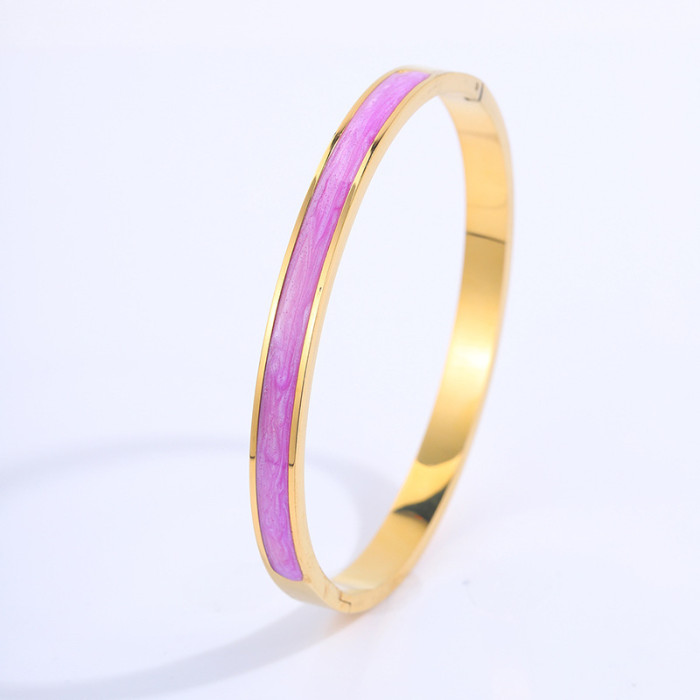 Titanium Steel Non-Fading Bracelet Fashion Simple Oil Drip Bracelet for Women High-End 18K Real Gold Plated Bracelet