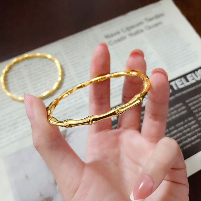 Titanium Steel Bracelet Personality Simple Bamboo Knot Stainless Steel Bracelet for Women High-end Non-fading Versati...