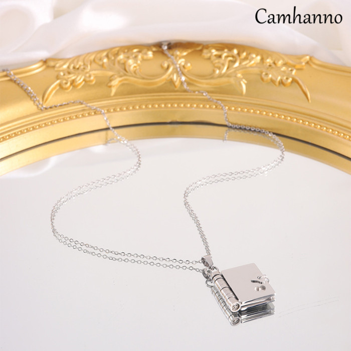 Cross-Border Hot Selling Titanium Steel Women's Love Letter Necklace Openable Pendant Couple New Style Personality Temperament Necklace Clavicle Chain