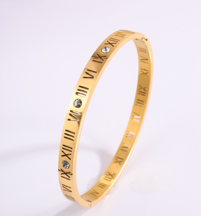Titanium Steel Bracelet for Women, High-End Fully Stone-Set Stainless Steel Bangle, Niche Versatile Light Luxury Non-Fad...