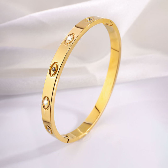 Light Luxury Titanium Steel Bracelet Personality Eye Stone-Inlaid Non-Fading Bracelet for Women High-End Fashion St...