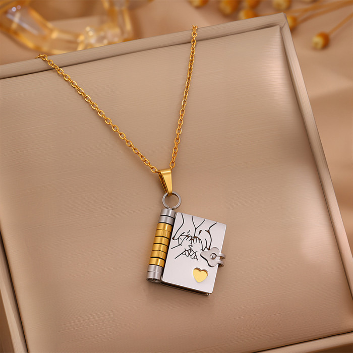 Hot-Selling Little Star Daughter Copybook Necklace for Women Stainless Steel Necklace Engravable Open Pendant Wholesale